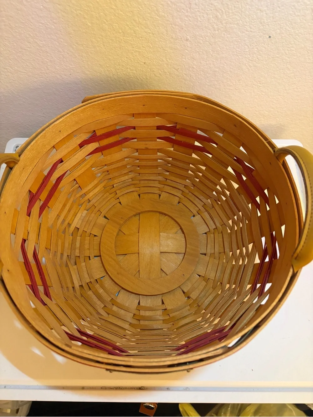 Vintage Longaberger 1999 Christmas Collection Popcorn Basket, Holly Berry Liner